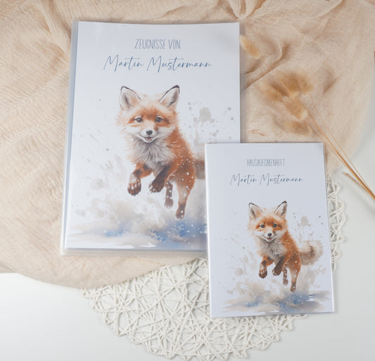 Zeugnismappe Hausaufgabenheft "Fuchs" personalisiert Office & School Supplies Papier Träume