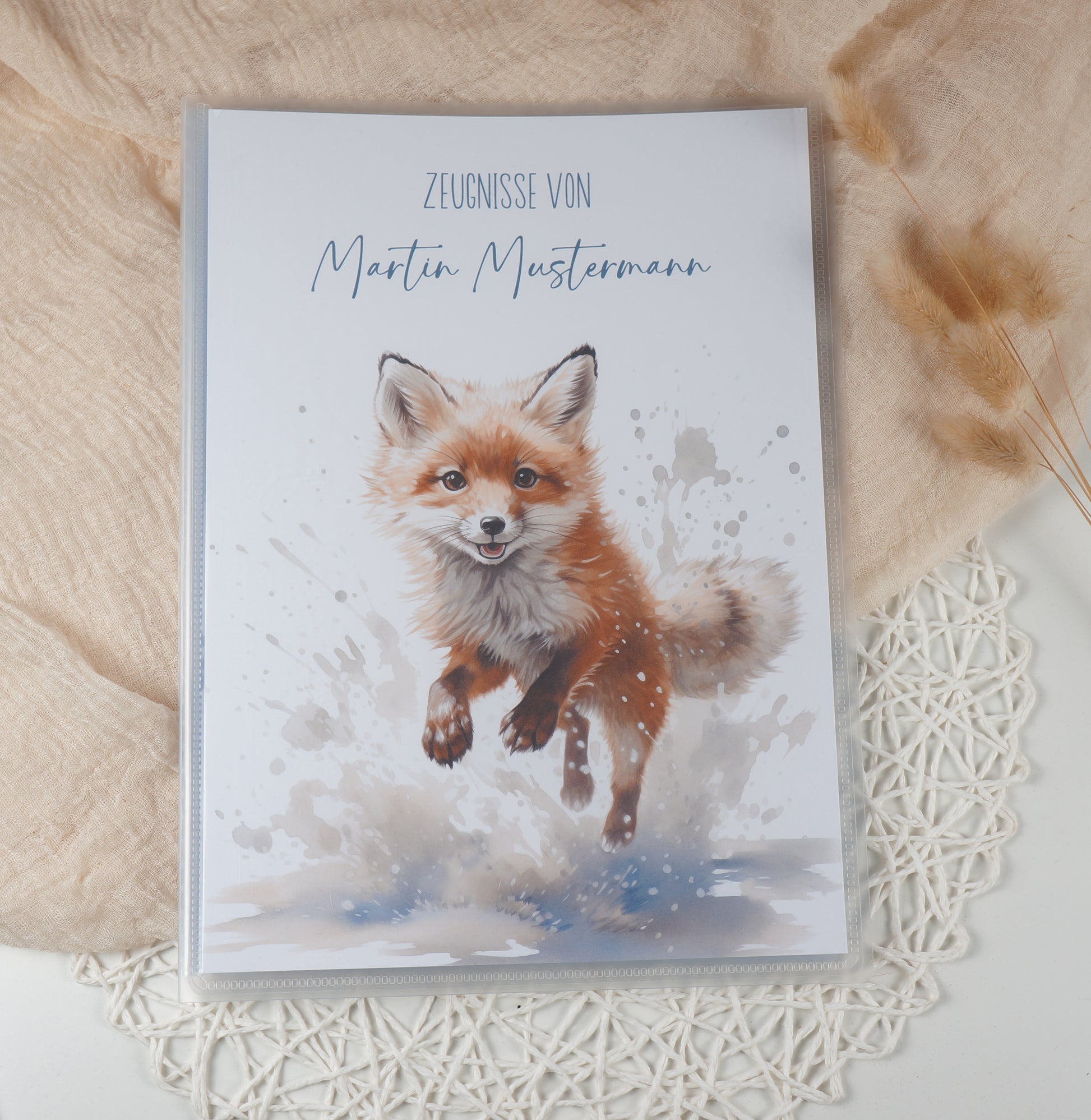 Zeugnismappe Hausaufgabenheft "Fuchs" personalisiert Office & School Supplies Papier Träume