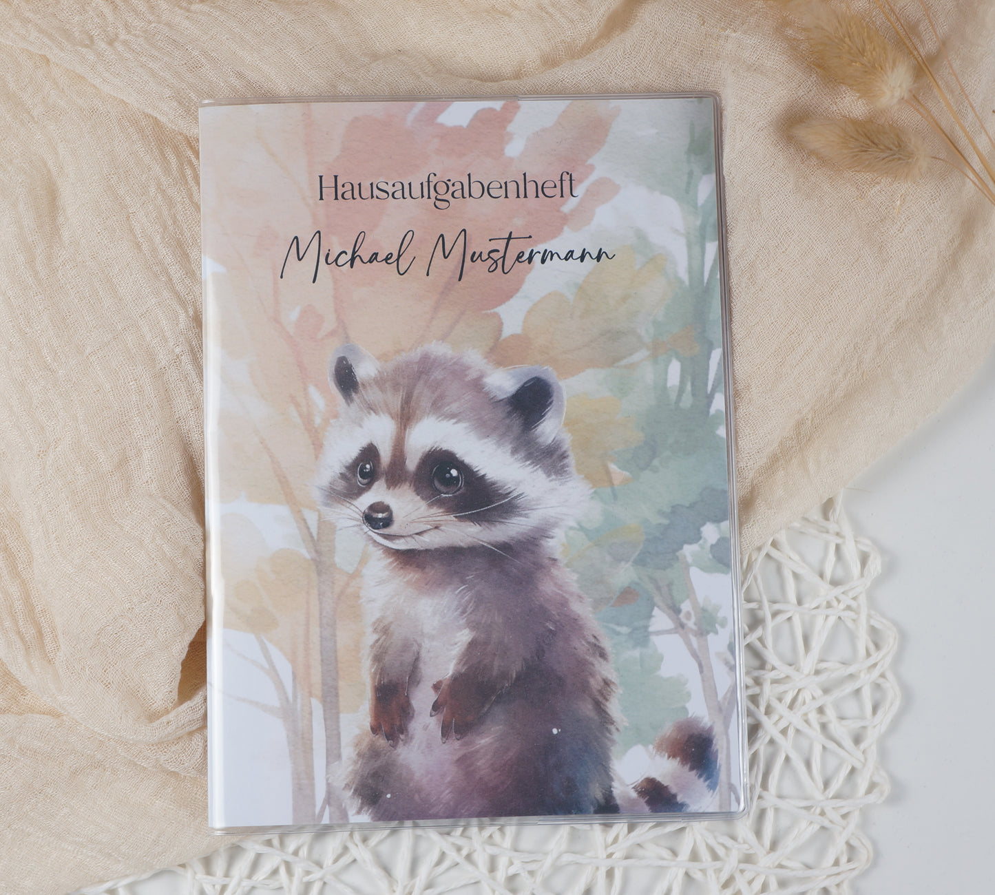 Zeugnismappe Hausaufgabenheft "WASCHBÄR" personalisiert Office & School Supplies Papier Träume