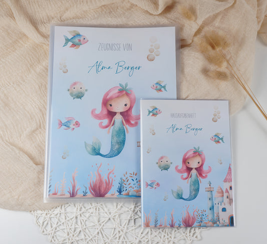 Zeugnismappe Hausaufgabenheft "MEERJUNGFRAU LILLY" personalisiert Office & School Supplies Papier Träume