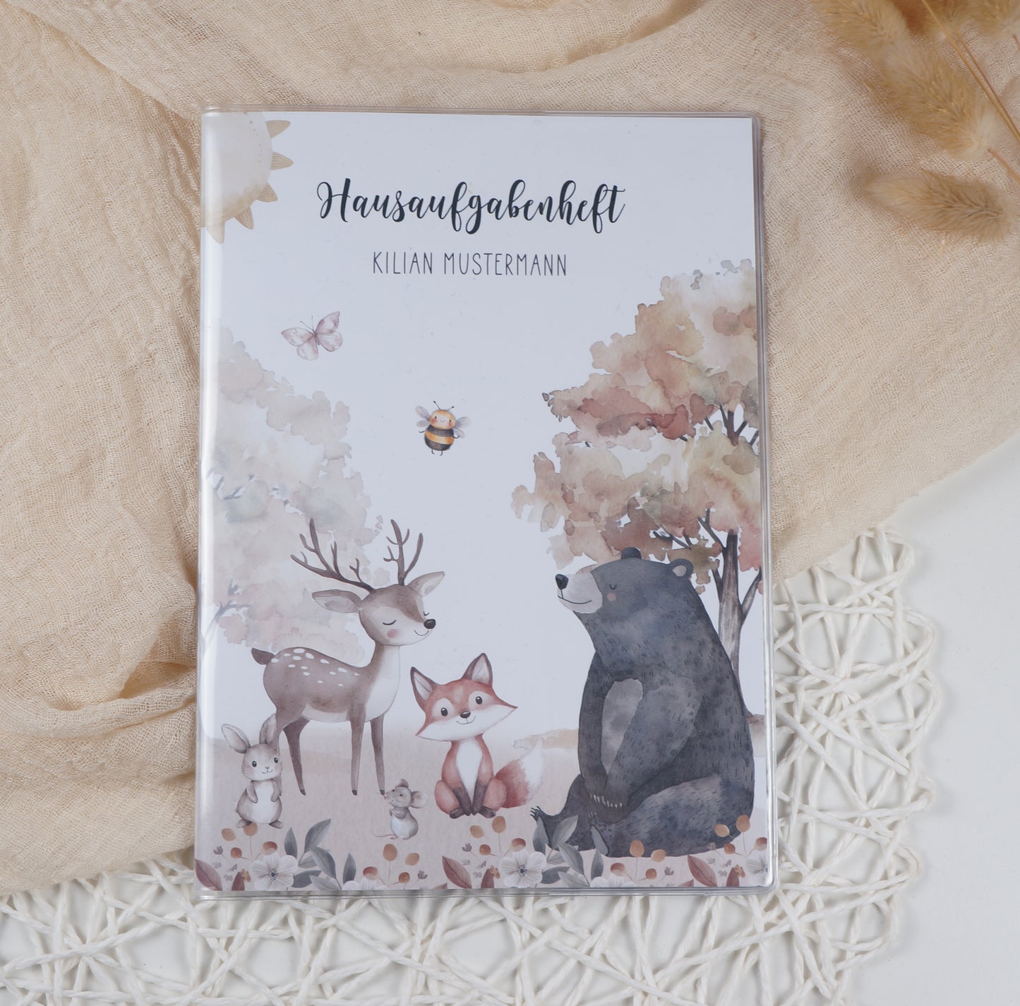 Zeugnismappe Hausaufgabenheft "WALDTIERE BOHO" personalisiert Office & School Supplies Papier Träume