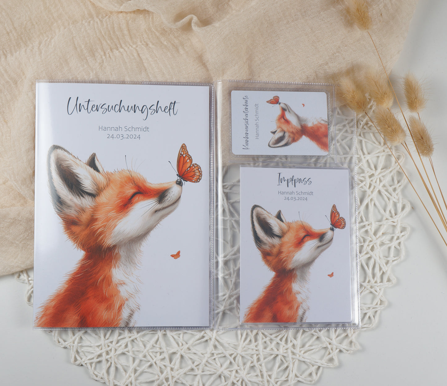 U-Heft/Impfpass/Reisepass personalisiert FUCHS - Geschenk zur Geburt Passport Covers Papier Träume