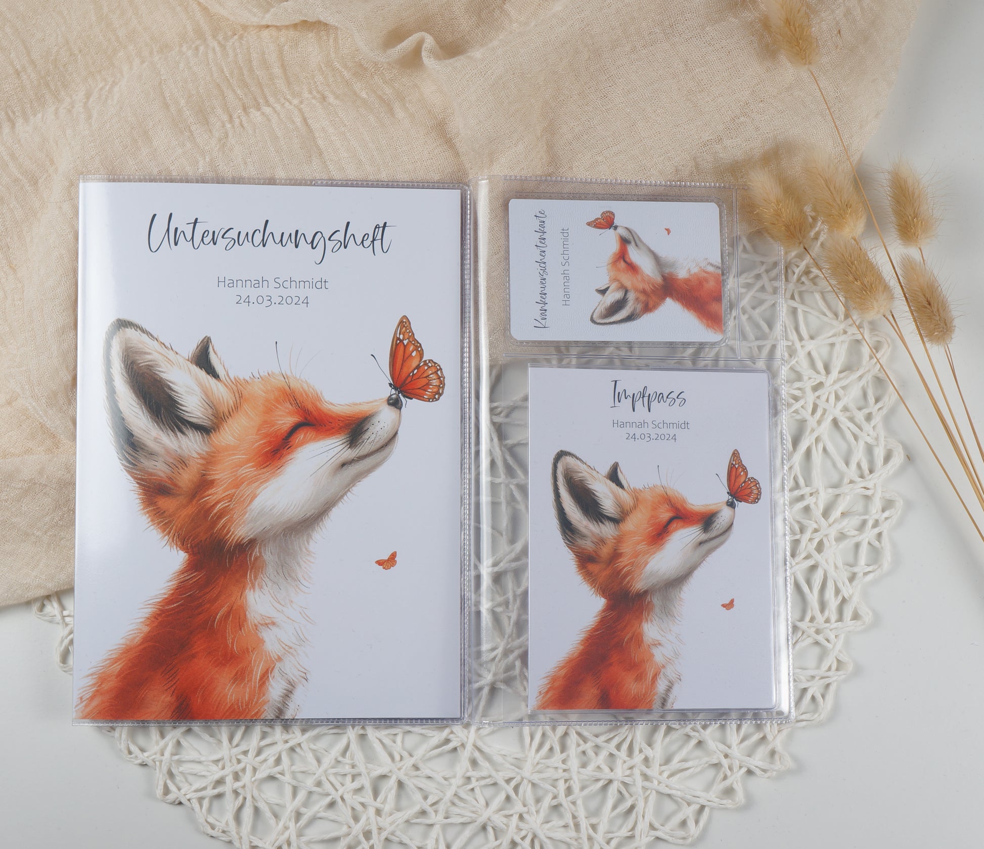 U-Heft/Impfpass/Reisepass personalisiert FUCHS - Geschenk zur Geburt Passport Covers Papier Träume