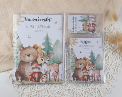 U-Heft/Impfpass/Reisepass personalisiert FREUNDE IM WALD - Geschenk zur Geburt Passport Covers Papier Träume