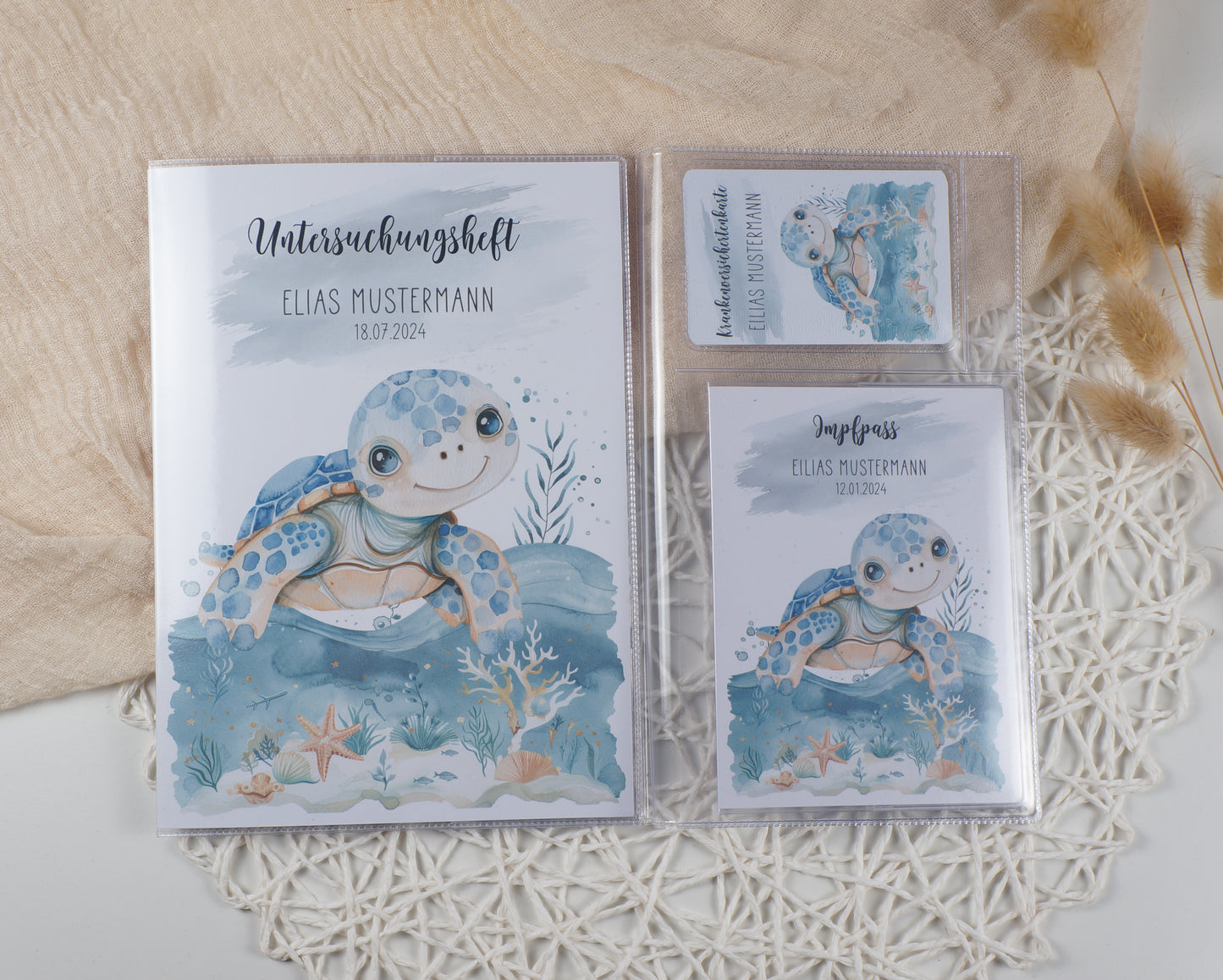 U-Heft/Impfpass personalisiert SCHILDKRÖTE - Geschenk zur Geburt Passport Covers Papier Träume
