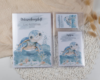 U-Heft/Impfpass personalisiert SCHILDKRÖTE - Geschenk zur Geburt Passport Covers Papier Träume