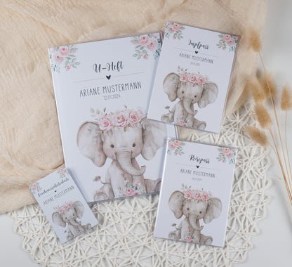 U-Heft/Impfpass Reisepass Hülle personalisiert KLEINER ELEFANT - Geschenk zur Geburt Passport Covers Papier Träume