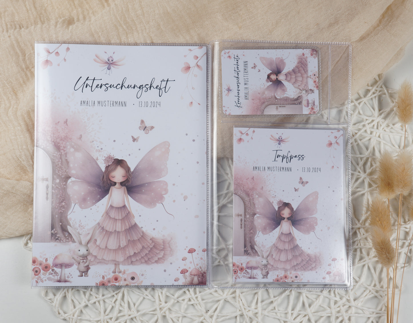 U-Heft/Impfpass/Reisepass personalisiert FAIRY PINK - Geschenk zur Geburt Passport Covers Papier Träume