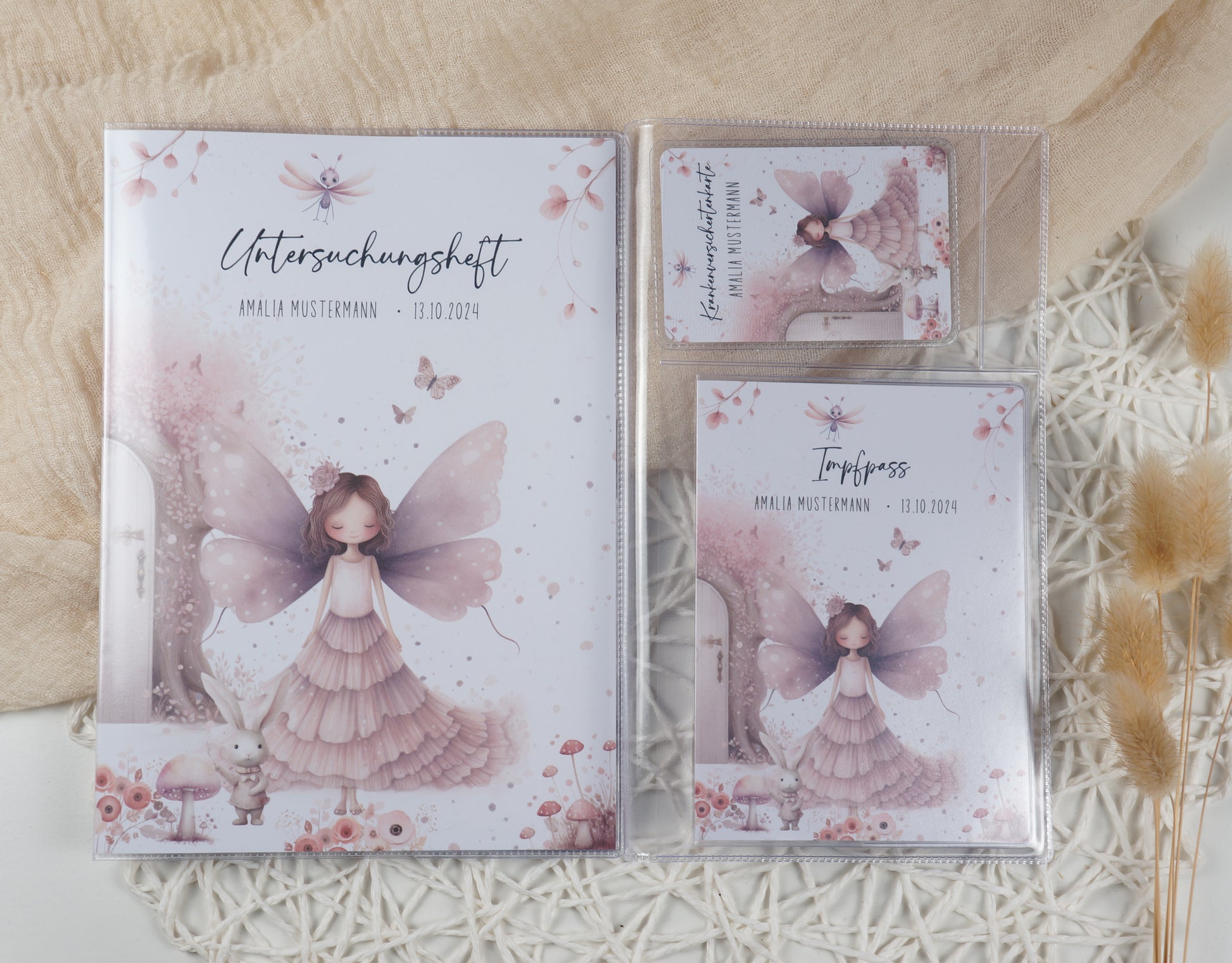 U-Heft/Impfpass/Reisepass personalisiert FAIRY PINK - Geschenk zur Geburt Passport Covers Papier Träume