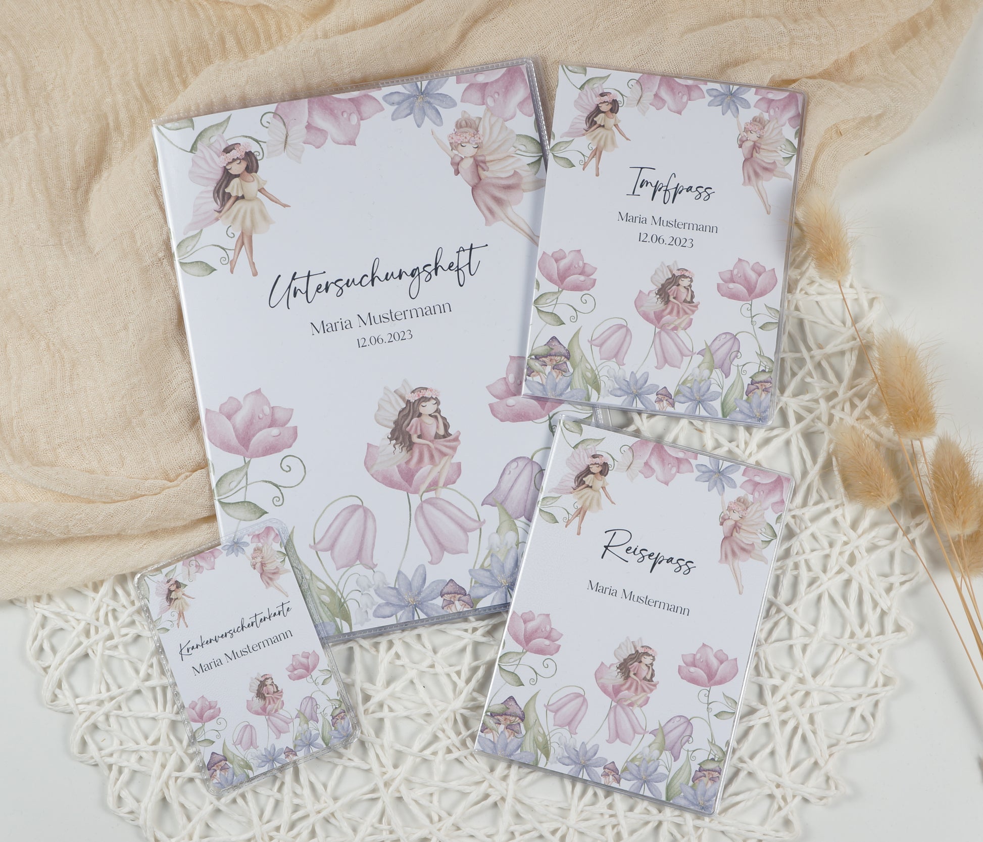 U-Heft/Impfpass personalisiert FAIRY GARDEN - Geschenk zur Geburt Passport Covers Papier Träume