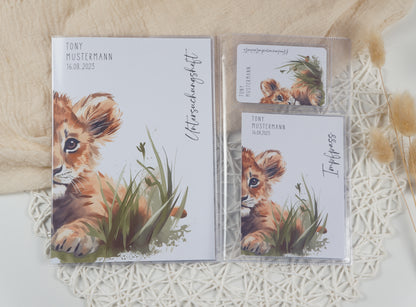 U-Heft/Impfpass personalisiert LÖWE BABY - Geschenk zur Geburt Passport Covers Papier Träume