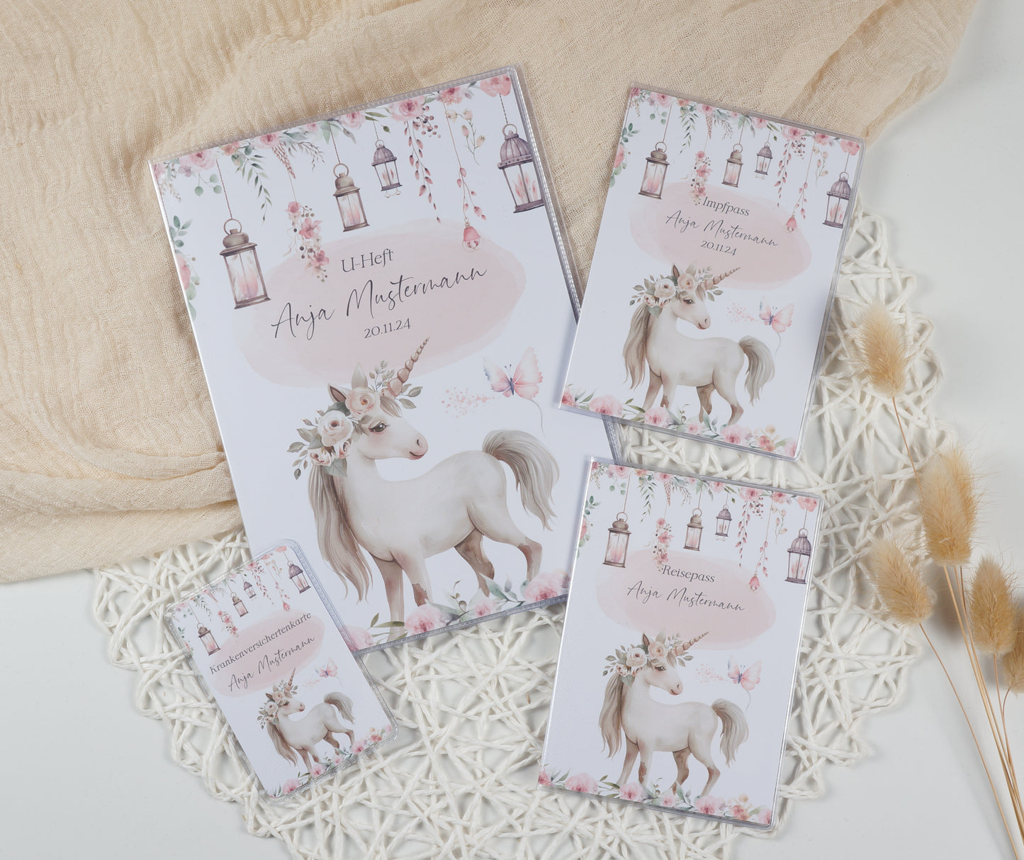 U-Heft/Impfpass/Reisepass personalisiert EINHORN - Geschenk zur Geburt Passport Covers Papier Träume