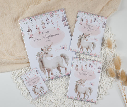 U-Heft/Impfpass/Reisepass personalisiert EINHORN - Geschenk zur Geburt Passport Covers Papier Träume