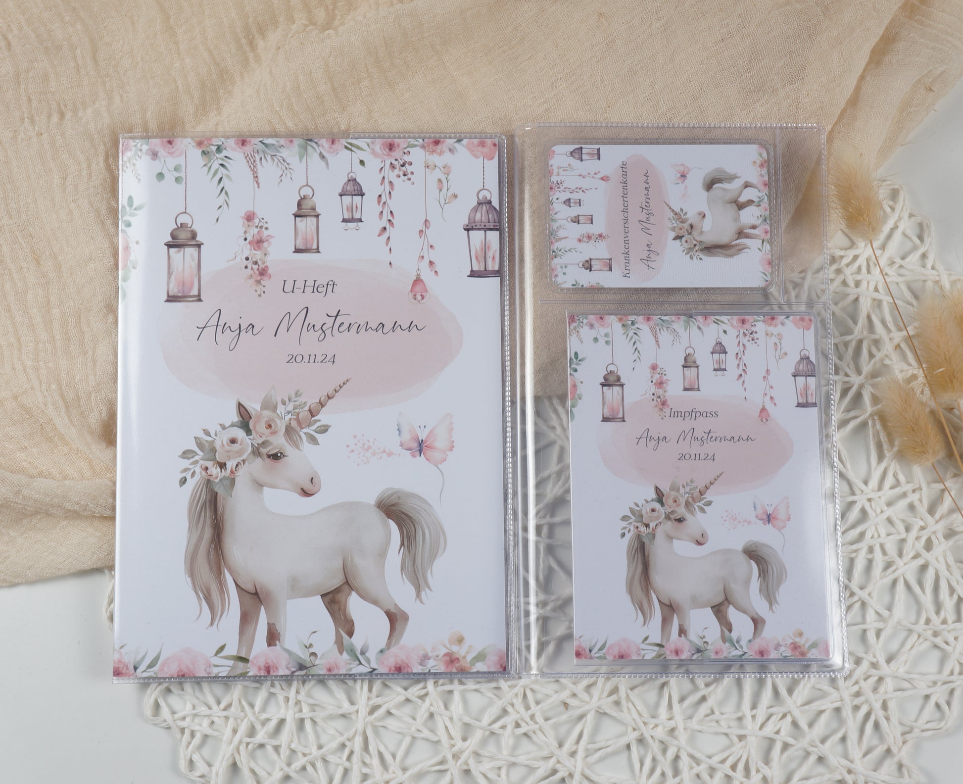 U-Heft/Impfpass/Reisepass personalisiert EINHORN - Geschenk zur Geburt Passport Covers Papier Träume