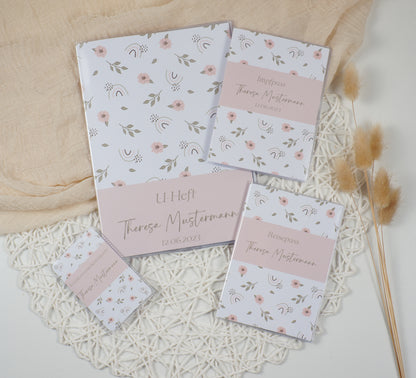 U-Heft/Impfpass personalisiert BLUMEN REGENBÖGEN - Geschenk zur Geburt Passport Covers Papier Träume