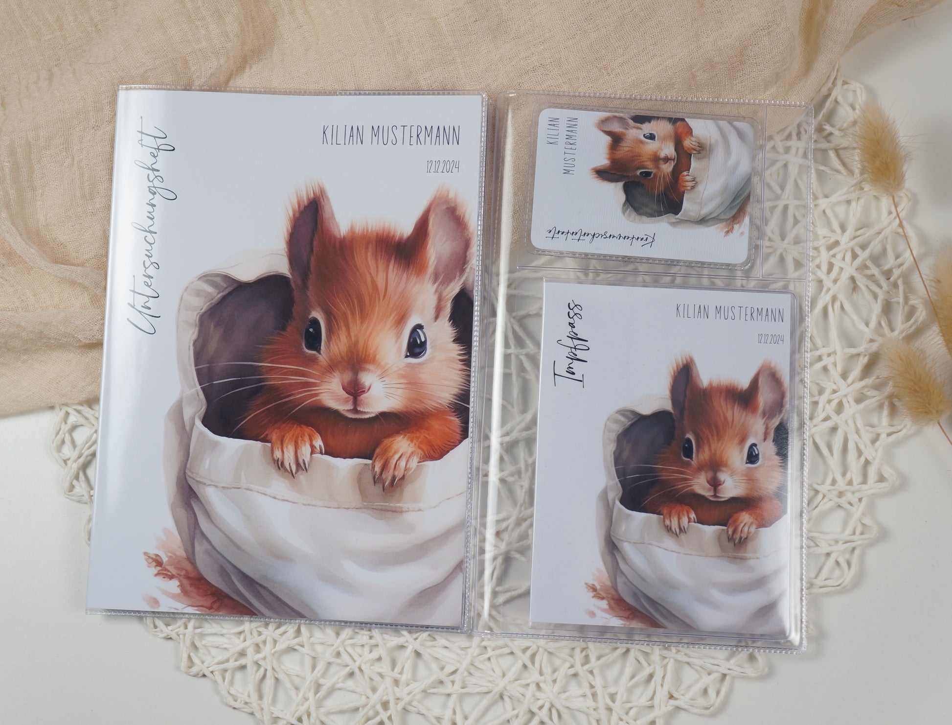 U-Heft/Impfpass/Reisepass personalisiert EICHHÖRNCHEN - Geschenk zur Geburt Passport Covers Papier Träume