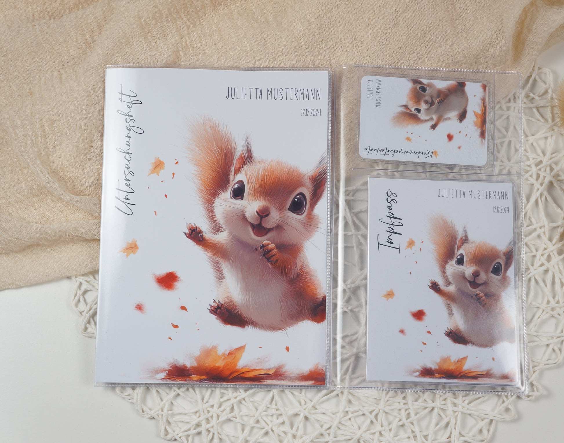U-Heft/Impfpass/Reisepass personalisiert SPRINGENDES EICHHÖRNCHEN - Geschenk zur Geburt Passport Covers Papier Träume