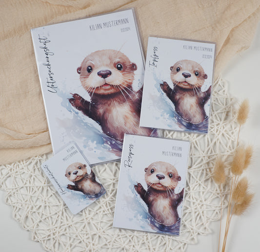 U-Heft/Impfpass/Reisepass personalisiert OTTER - Geschenk zur Geburt Passport Covers Papier Träume