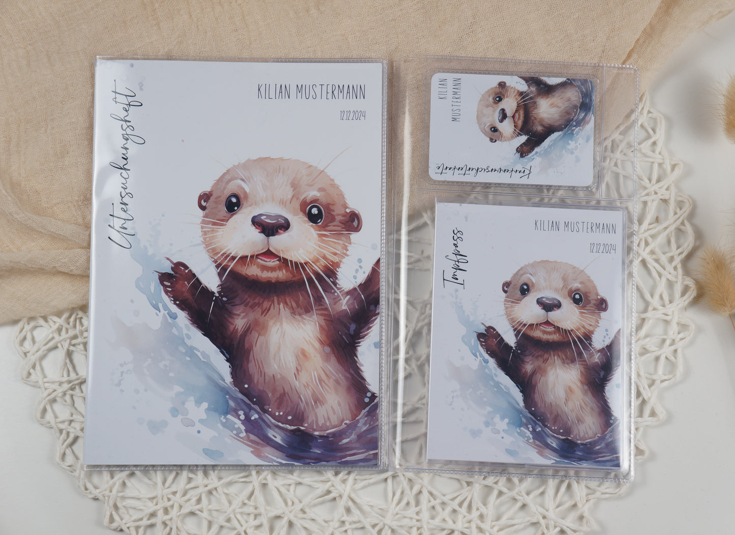 U-Heft/Impfpass/Reisepass personalisiert OTTER - Geschenk zur Geburt Passport Covers Papier Träume