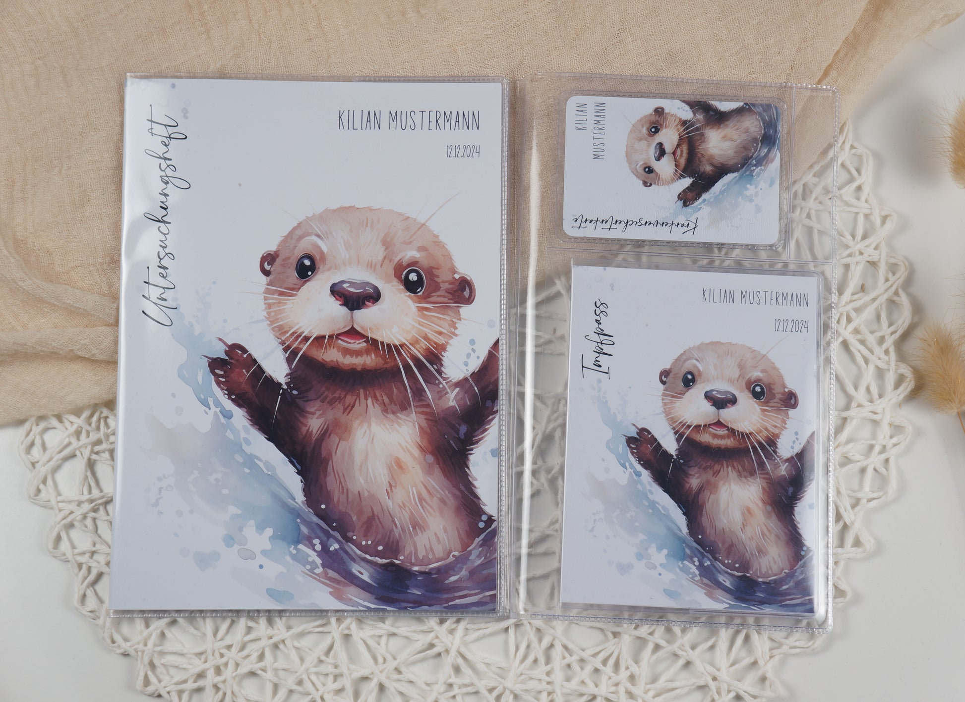 U-Heft/Impfpass/Reisepass personalisiert OTTER - Geschenk zur Geburt Passport Covers Papier Träume