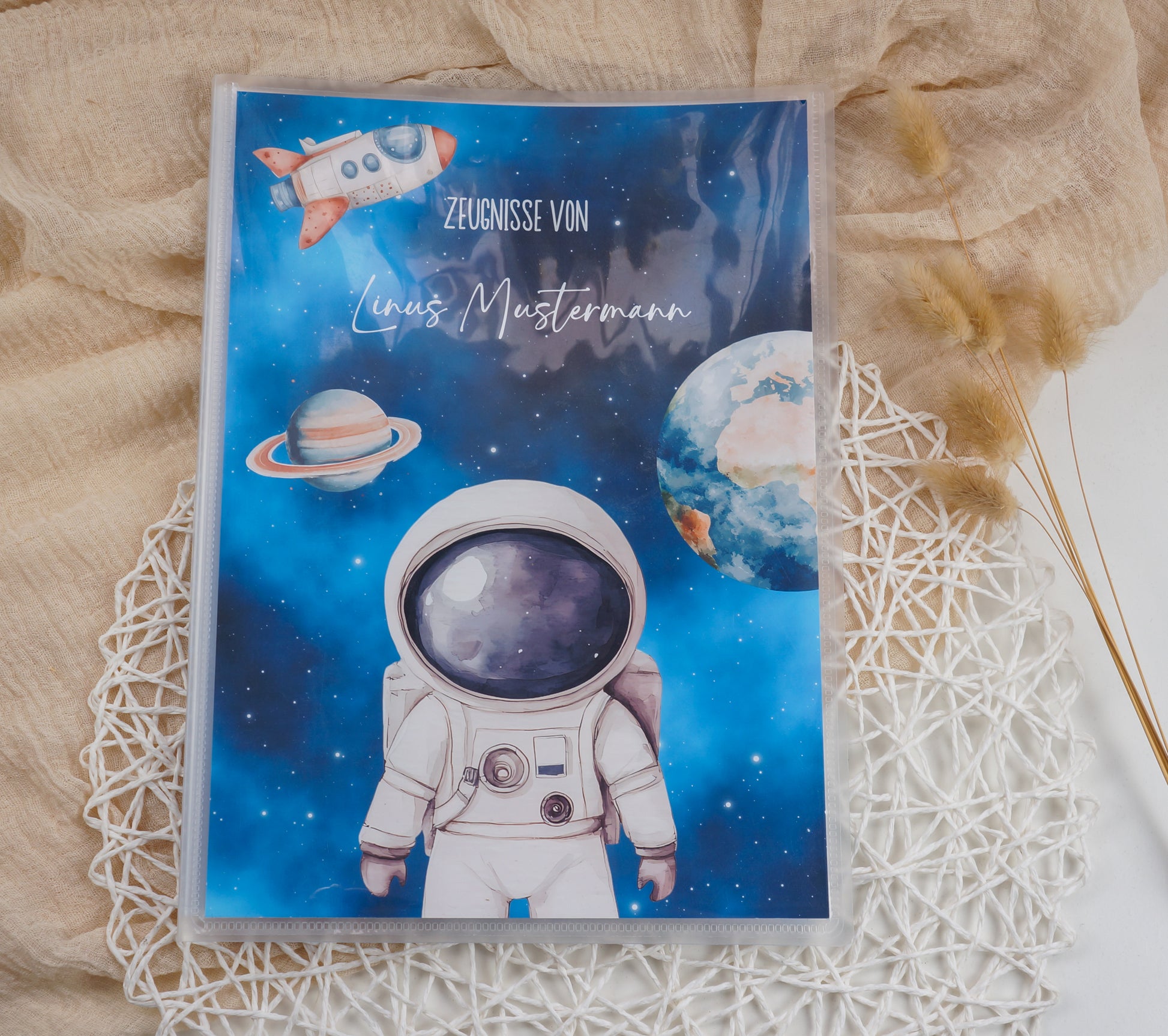 Zeugnismappe Hausaufgabenheft "ASTRONAUT" personalisiert Office & School Supplies Papier Träume