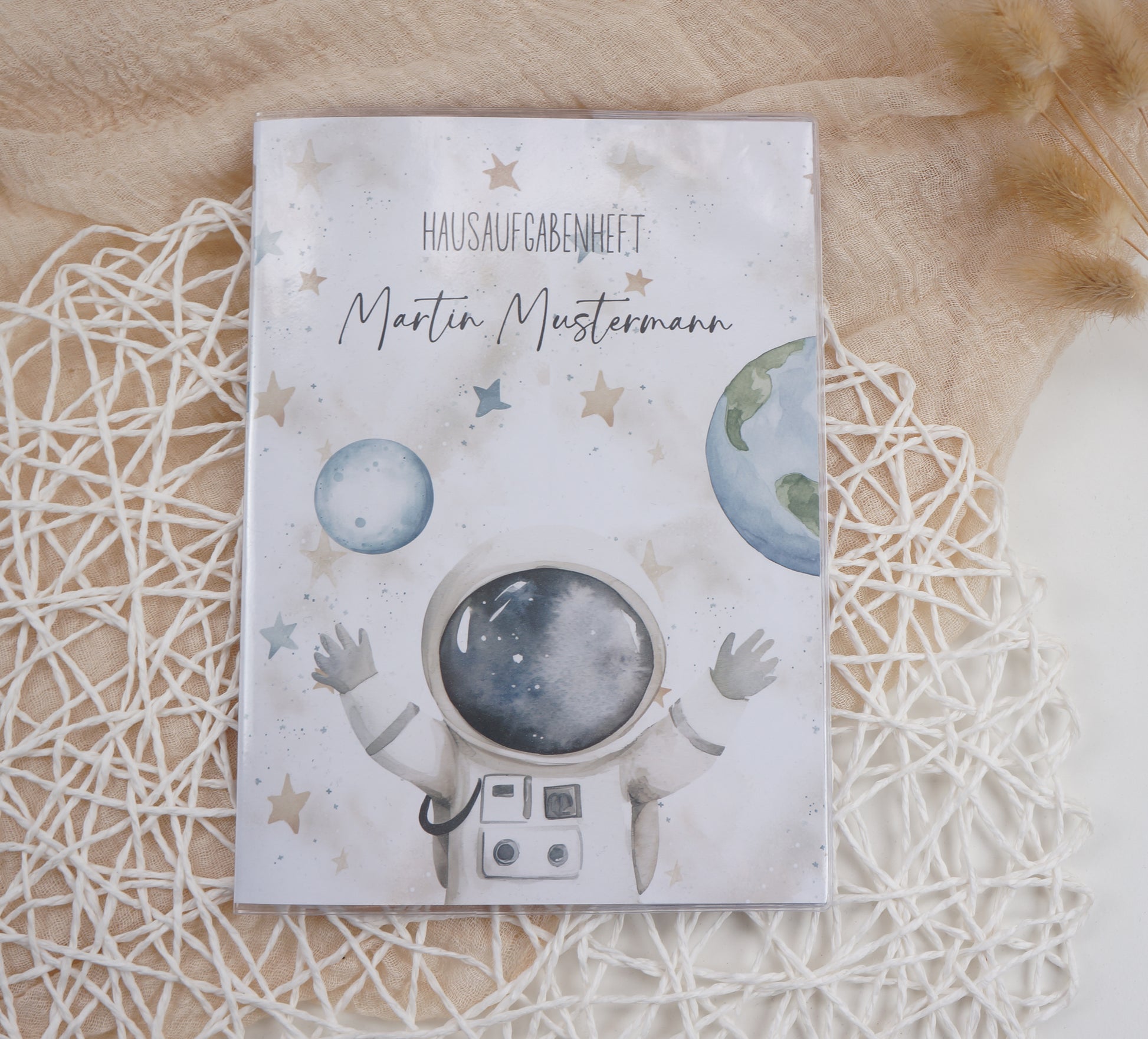 Zeugnismappe Hausaufgabenheft "ASTRONAUT MOND" personalisiert Office & School Supplies Papier Träume