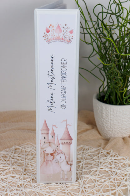 Kindergarten Ordner "Prinzessin" personalisiert - Sammelmappe Krippe Schule oder Kita Office & School Supplies Papier Träume