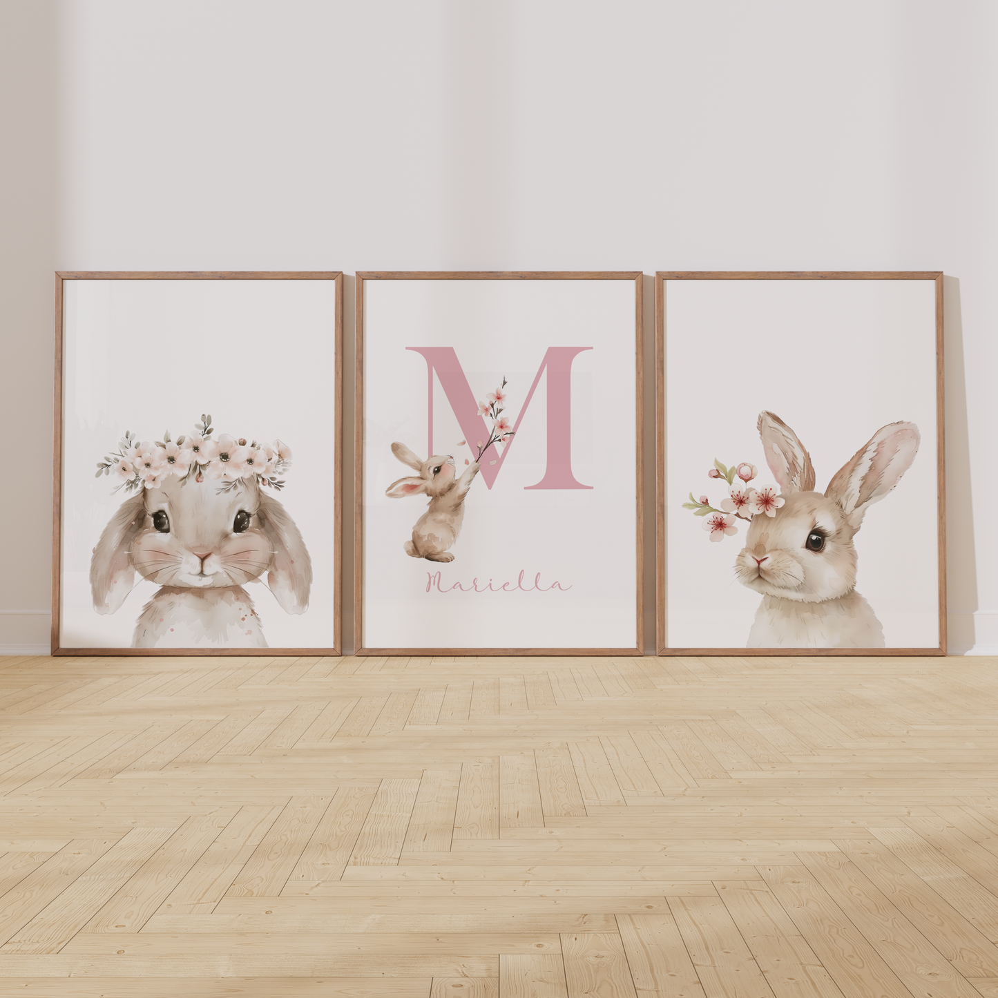 Kinderzimmer Poster 3er Set HÄSCHEN NAMENSPOSTER personalisiert Wandbild Kinderposter Geschenk zur Geburt Geburtsposter Papier Träume