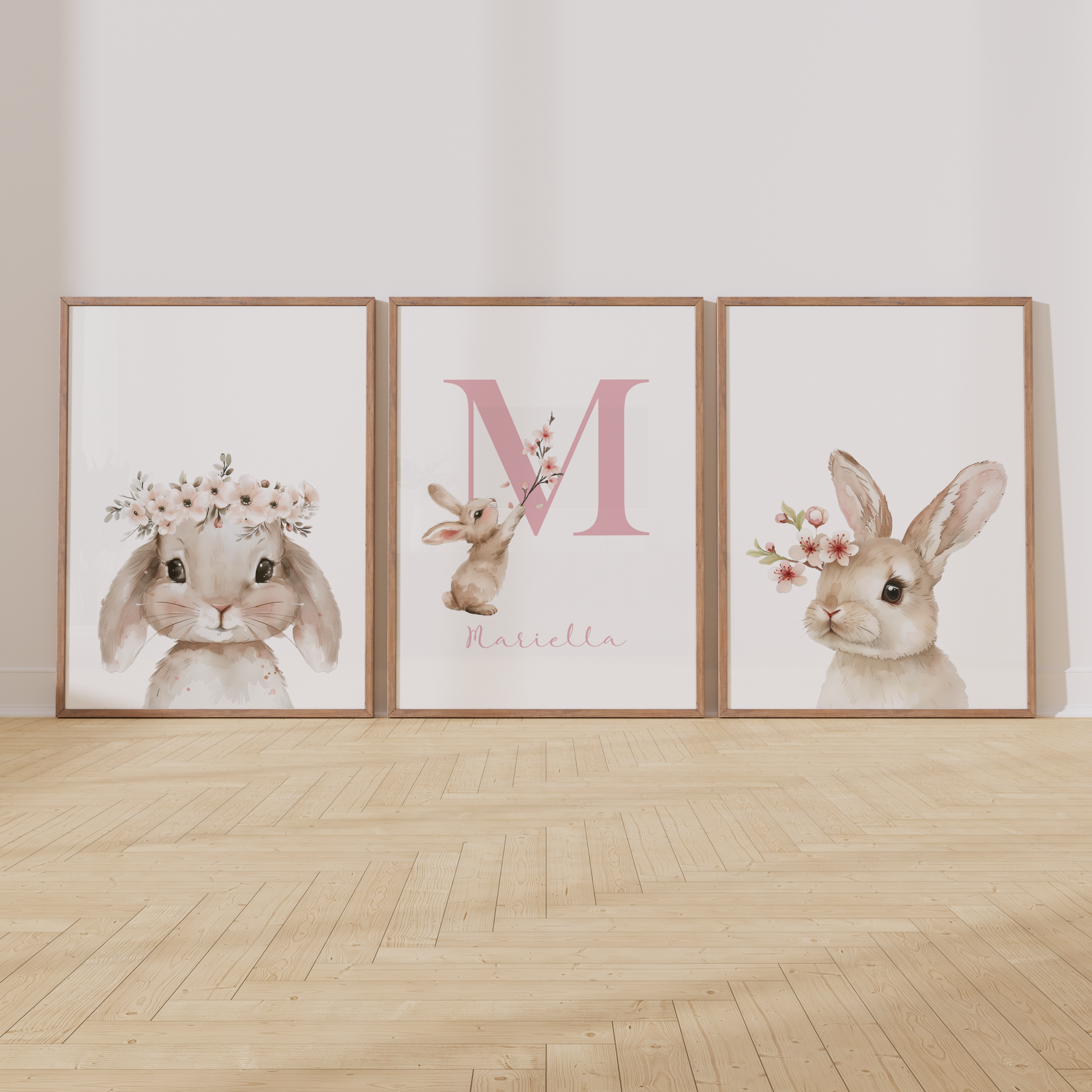 Kinderzimmer Poster 3er Set HÄSCHEN NAMENSPOSTER personalisiert Wandbild Kinderposter Geschenk zur Geburt Geburtsposter Papier Träume