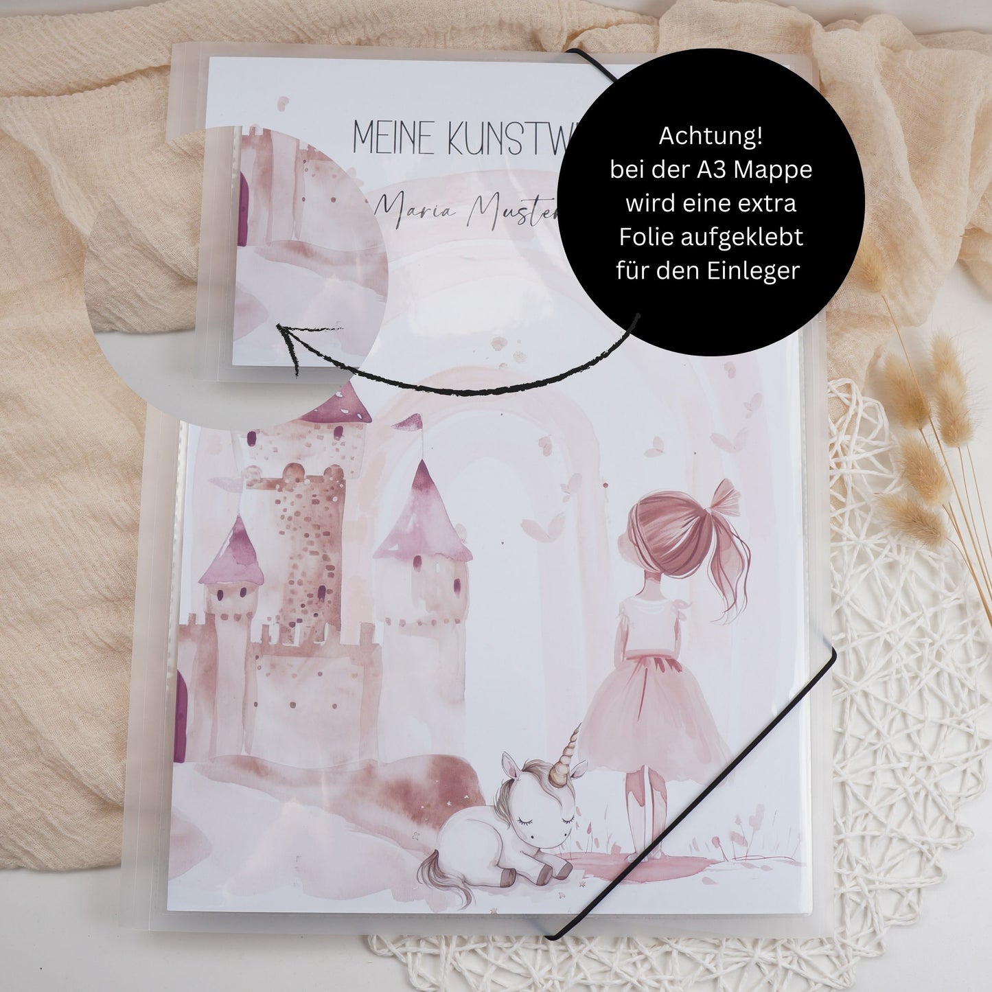 Zeichenmappe A3 oder A4 personalisiert PRINZESSIN EINHORN Office & School Supplies Papier Träume