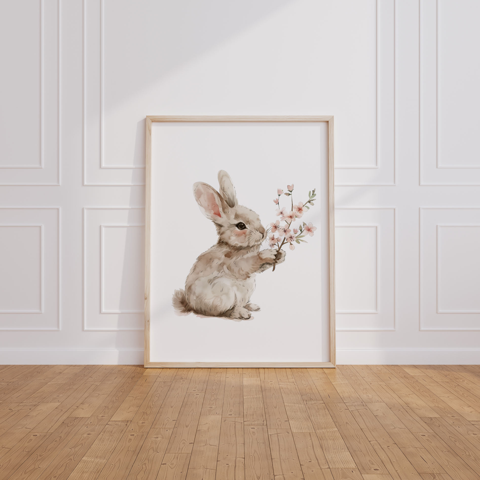 Kinderzimmer Poster 3er Set HÄSCHEN MIT BLUMEN Wandbild Kinderposter Geschenk zur Geburt / Einschulung Papier Träume