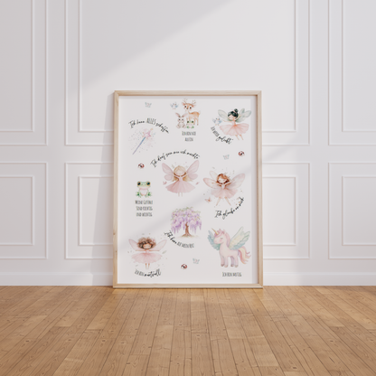 Affirmationsposter FEEN ELFEN- Geschenk für Kinder Papier Träume