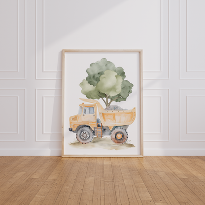 Kinderzimmer Poster 3er Set BAUSTELLE Wandbild Kinderposter Geschenk zur Geburt / Einschulung Papier Träume