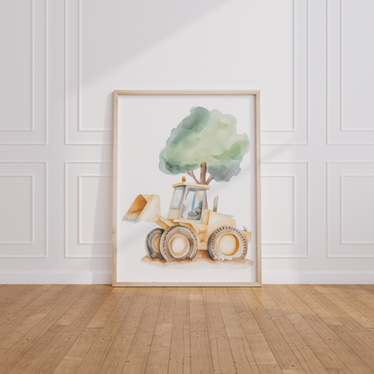 Kinderzimmer Poster 3er Set BAUSTELLE Wandbild Kinderposter Geschenk zur Geburt / Einschulung Papier Träume