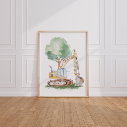 Kinderzimmer Poster 3er Set BAUSTELLE Wandbild Kinderposter Geschenk zur Geburt / Einschulung Papier Träume