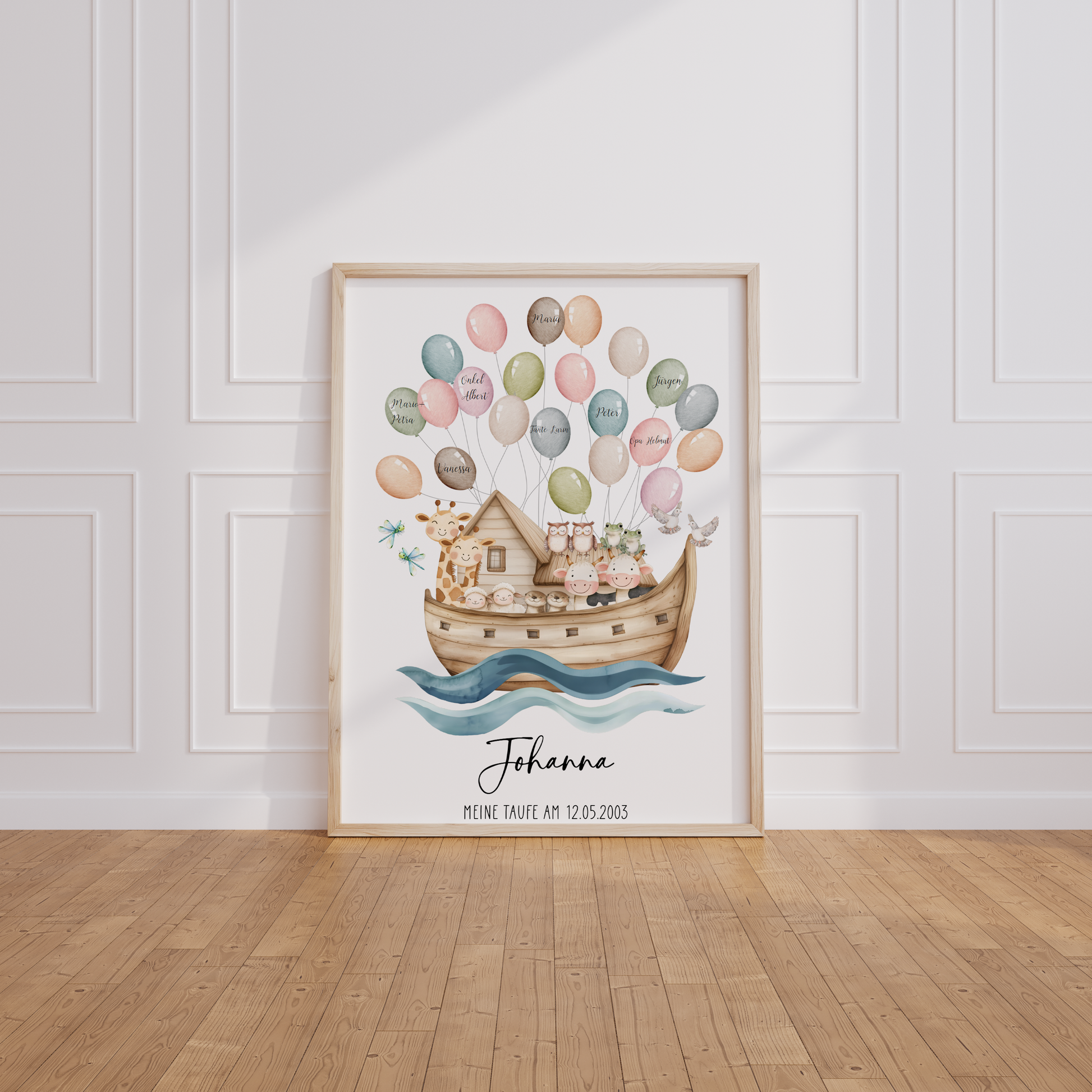 Gästeposter Taufe ARCHE NOAH personalisiert mit Namen als Geschenk zur Taufe Gästebuch Taufe Papier Träume