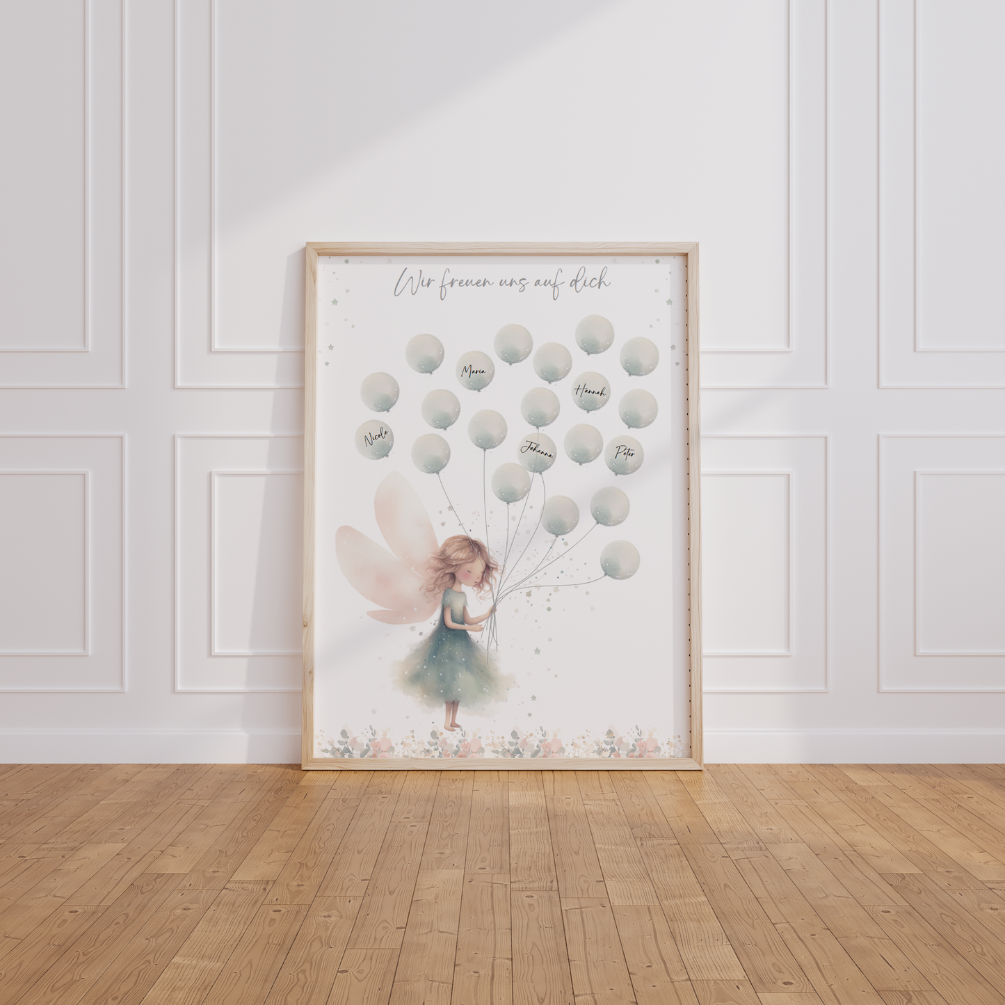 Gästebild Babyparty FAIRY MINT / Geschenk zur Babyshower Taufe Einschulung als Gästebuch Papier Träume
