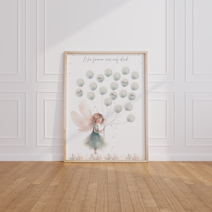 Gästebild Babyparty FAIRY MINT / Geschenk zur Babyshower Taufe Einschulung als Gästebuch Papier Träume