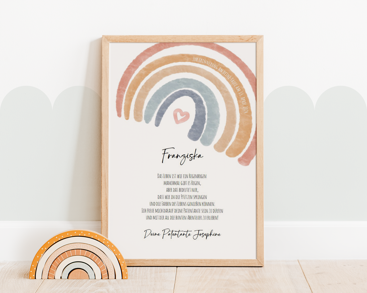 Patenbrief Taufe "Regenbogen" – Geschenk Taufe Patenkind personalisiert Gifts For The Couple Papier Träume