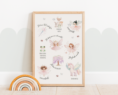 Affirmationsposter FEEN ELFEN- Geschenk für Kinder Papier Träume