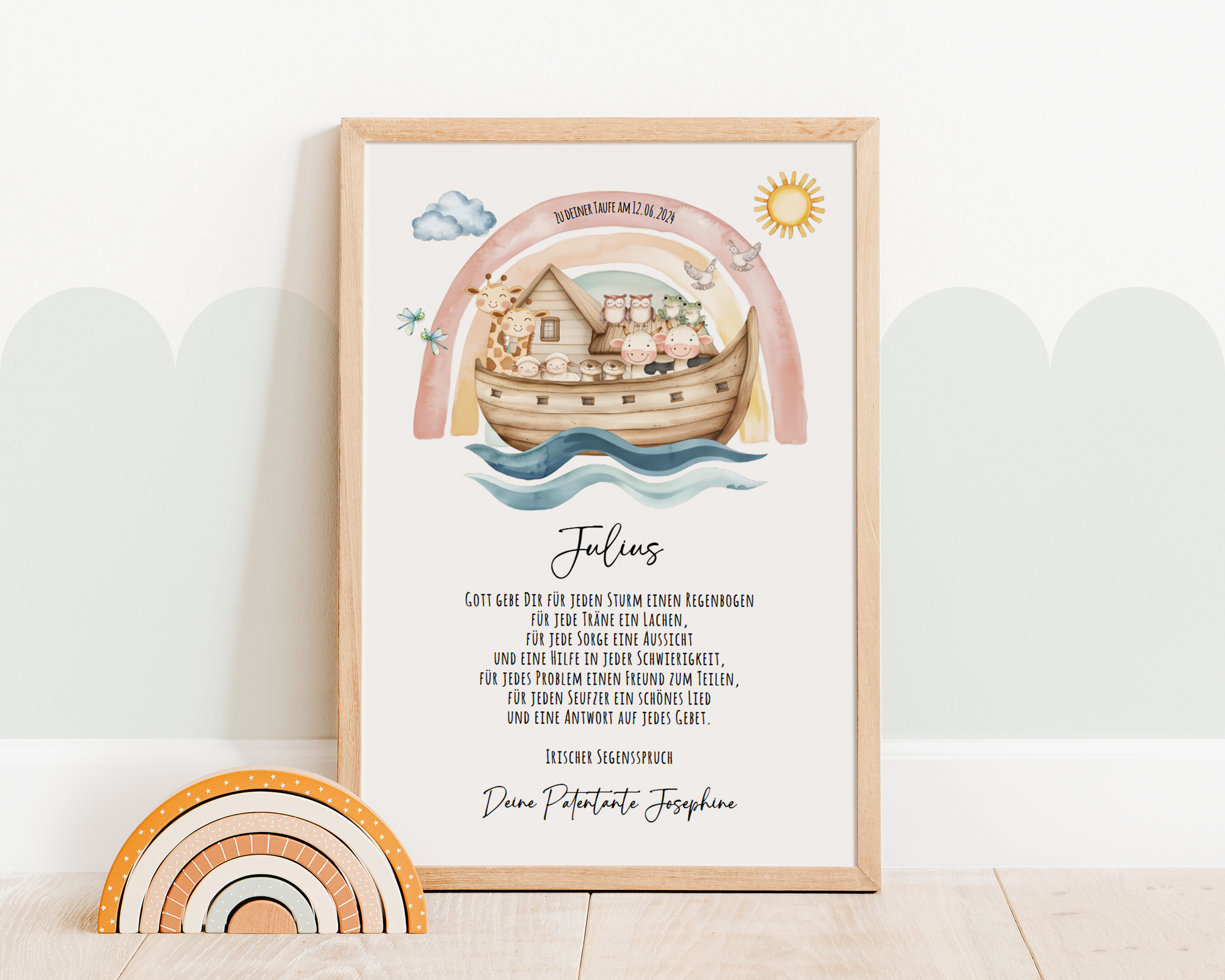 Patenbrief "ARCHE NOAH" – Geschenk zu Taufe für das Patenkind personalisiert Gifts For The Couple Papier Träume