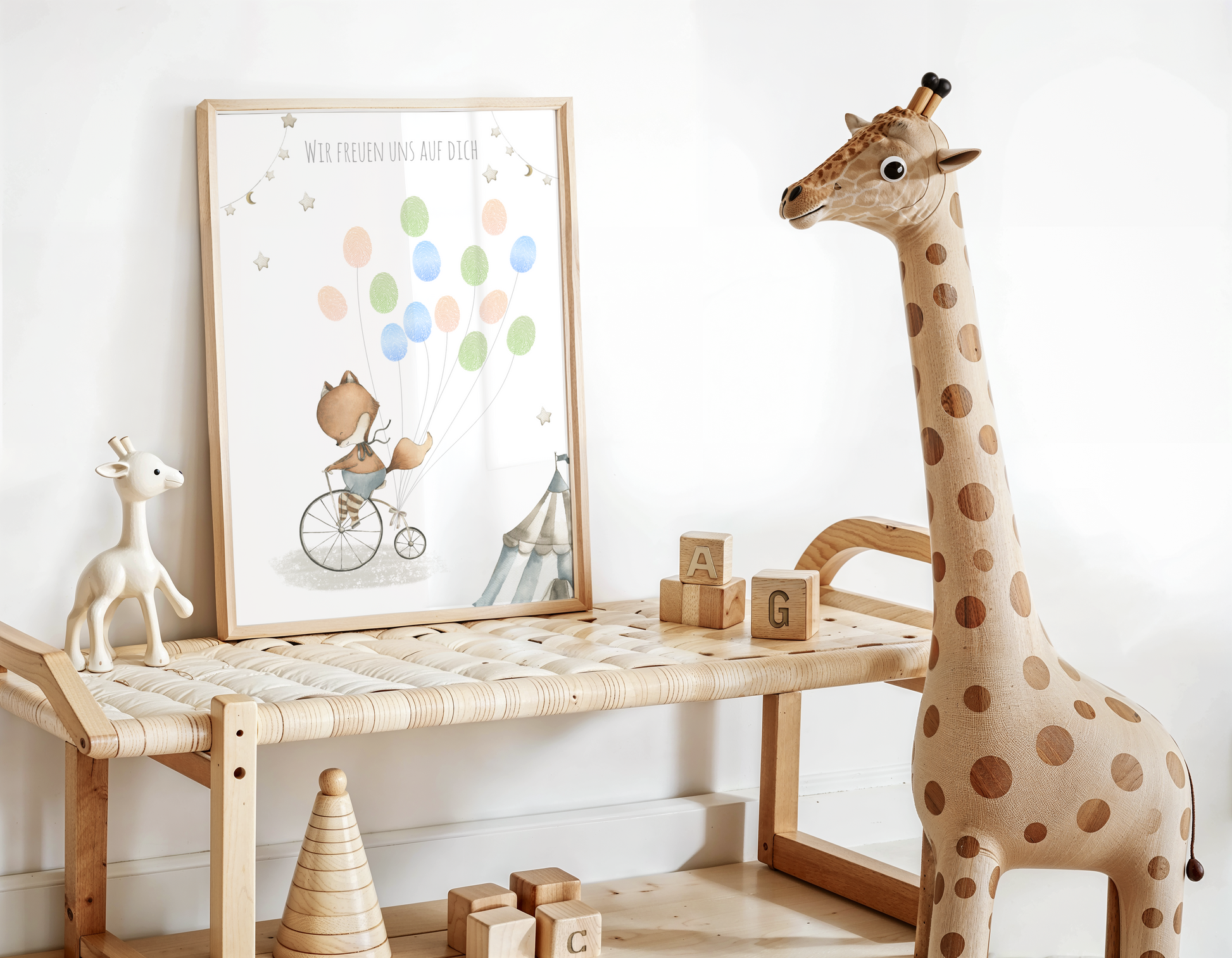 Gästebild Babyparty FUCHS für Fingerabdrücke zum beschriften als Geschenk zur Babyshower als Gästebuch Papier Träume