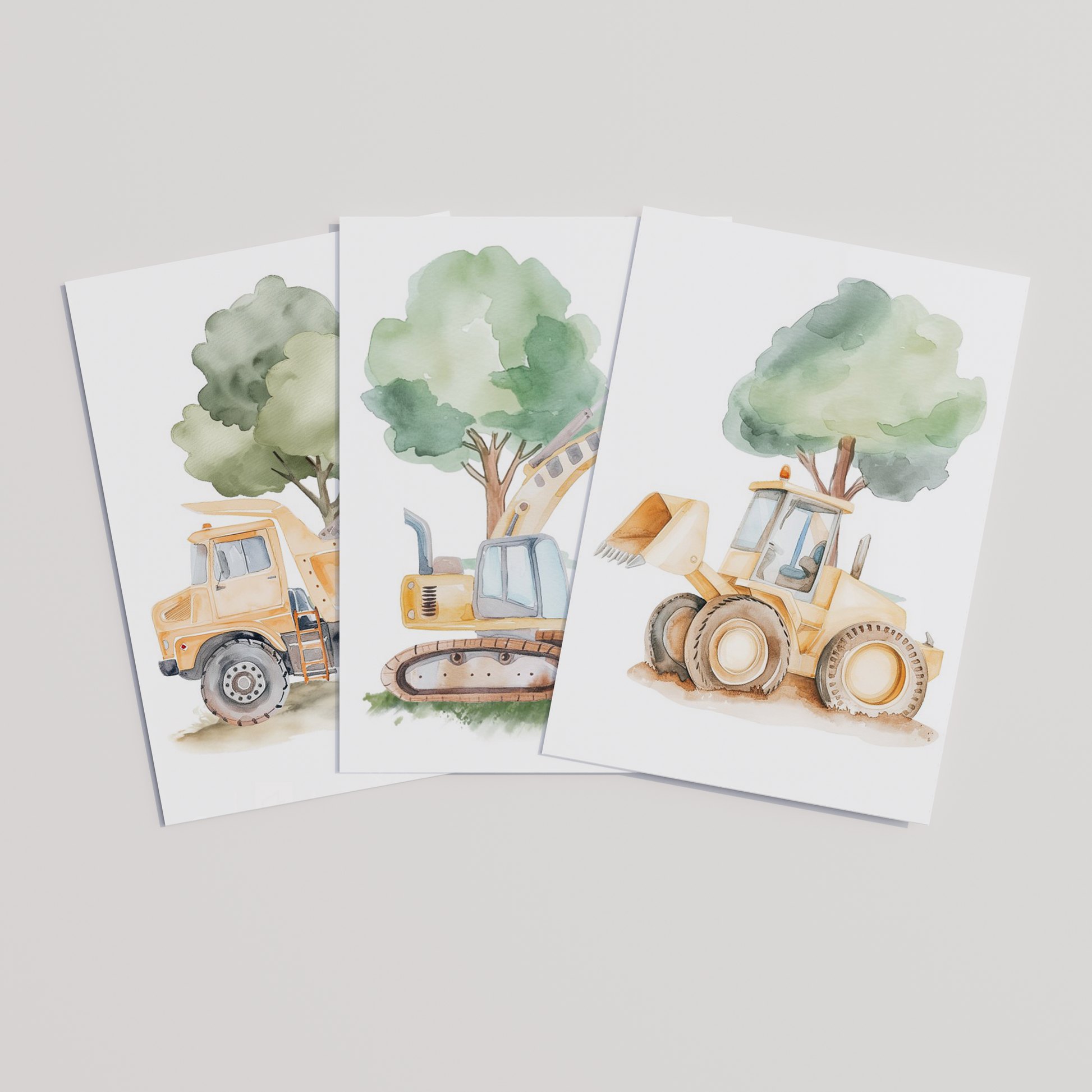 Kinderzimmer Poster 3er Set BAUSTELLE Wandbild Kinderposter Geschenk zur Geburt / Einschulung Papier Träume