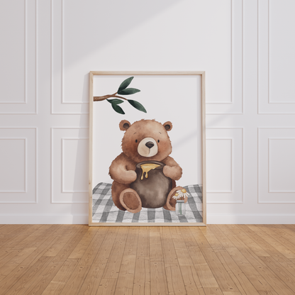 Kinderzimmer Poster 3er Set BÄRCHEN MIT BIENEN Wandbild Kinderposter Geschenk zur Geburt / Einschulung Papier Träume