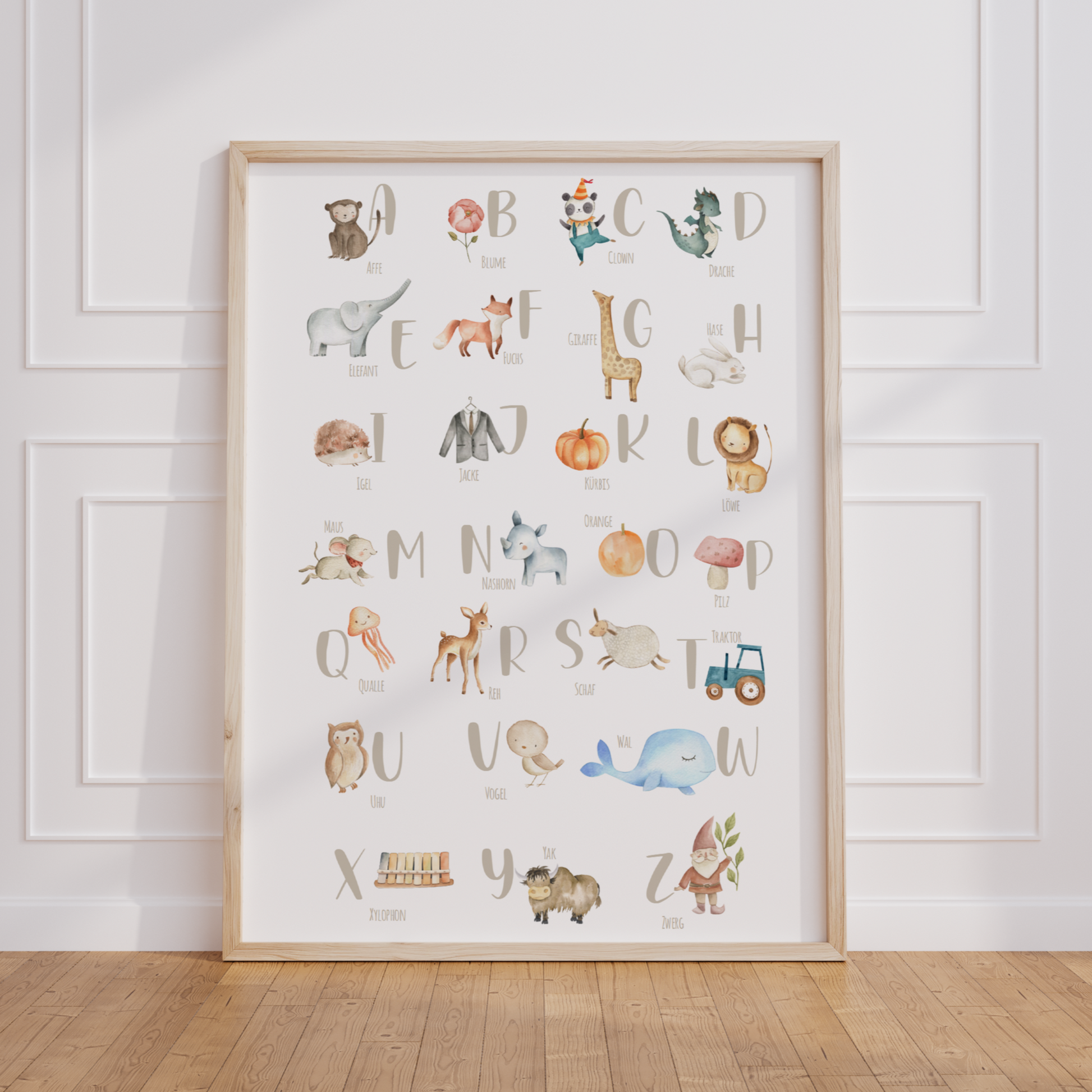 Poster ABC | Buchstaben Zahlen | Alphabet lernen | Geschenk Schulanfang oder Vorschule Papier Träume