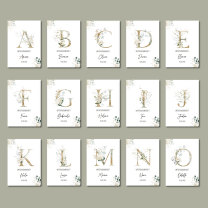 U-Heft/Impfpass/Reisepass personalisiert BUCHSTABE GOLD WEIß- Geschenk zur Geburt Passport Covers Papier Träume