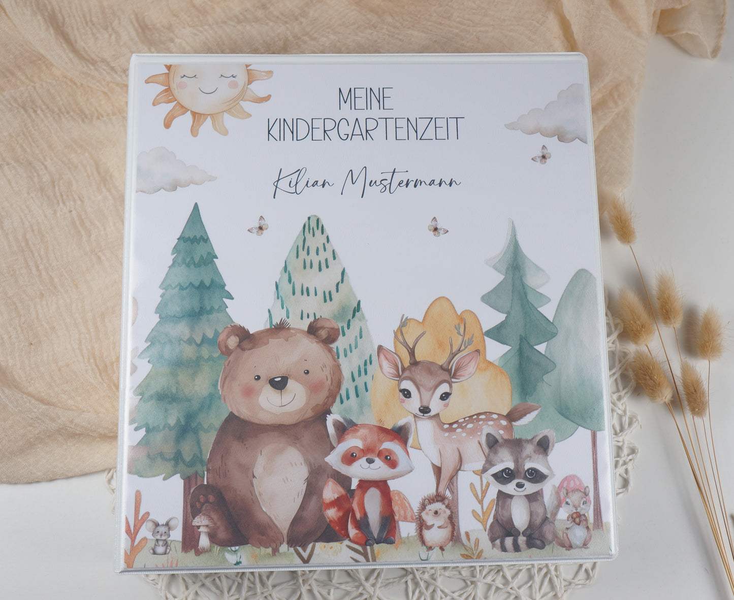 Kindergarten Ordner "FREUNDE IM WALD" personalisiert - Sammelmappe Krippe Schule oder Kita Office & School Supplies Papier Träume