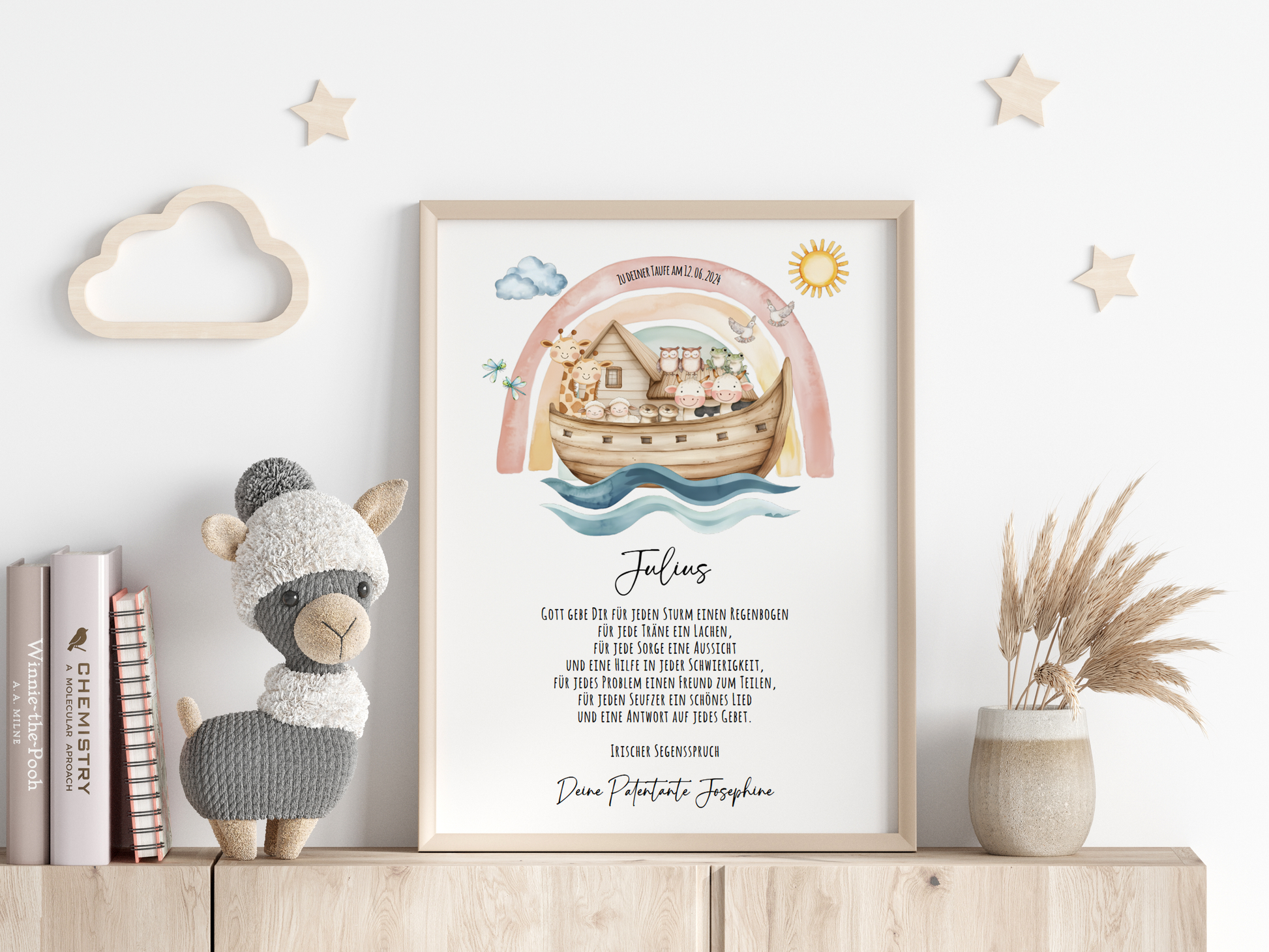 Patenbrief "ARCHE NOAH" – Geschenk zu Taufe für das Patenkind personalisiert Gifts For The Couple Papier Träume