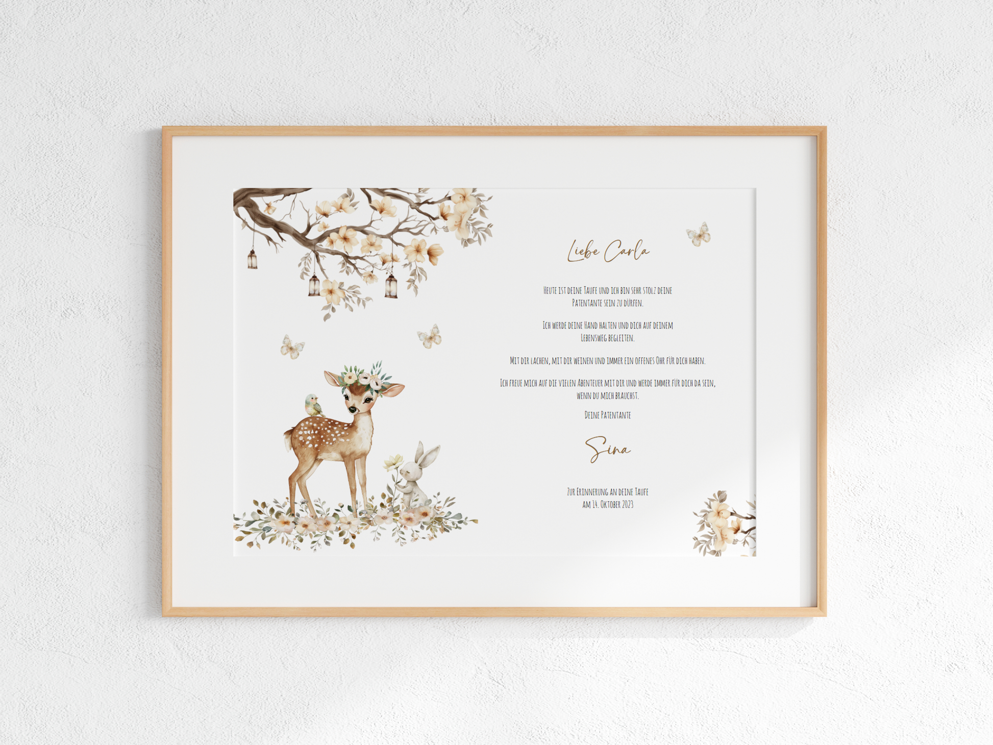 Patenbrief "REH IM ZAUBERWALD" – Geschenk zu Taufe für das Patenkind personalisiert Gifts For The Couple Papier Träume