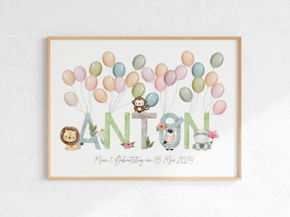 Gästebuch personalisiert Namensposter TIERE Taufe Einschulung Geburtstag als Geschenk Gästeposter Papier Träume